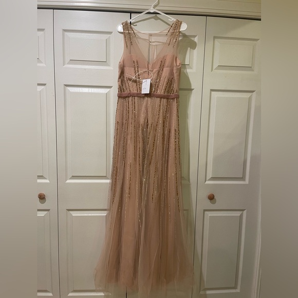 Marchesa | beaded nude gown w/ sheer cape - Picture 8 of 12